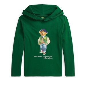 Gently Used Polo by Ralph Lauren Kids Hoodie in Green with Bear Graphic